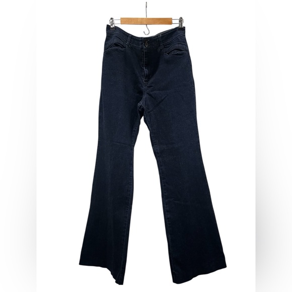 Anthropologie The Essential Trouser Dark Wash Bootcut Flare Denim Jeans 12 FLAW - Picture 1 of 16